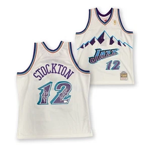 John Stockton Karl Malone Autographed Utah Jazz Mitchell Ness Jersey Beckett C - Picture 1 of 3