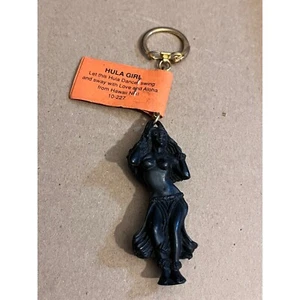 VINTAGE NWT HULA GIRL TIKI KEY CHAIN KEY RING COCOJOE'S MADE IN HAWAII LAVA - Picture 1 of 2