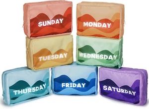 Paterr 7 Pcs Days of Week Packing Cubes Travel Cubes for Kids Colorful Luggage - Picture 1 of 12