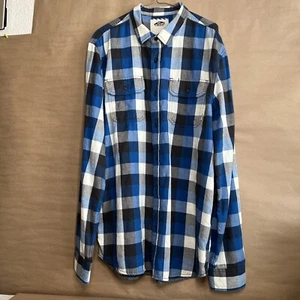 Vans Off The Wall Men's Box Long Sleeve Plaid Flannel Shirt Blue Strips Size XL - Picture 1 of 8