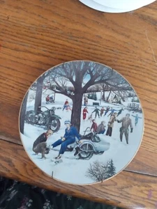 1991 Harley-davidson Christmas Plate "The Skating Party" 7102 of 8500 - Picture 1 of 2