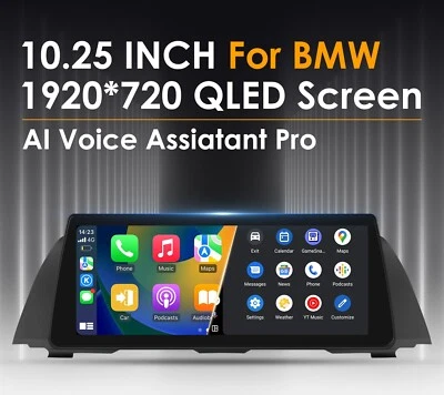 Pantalla de 10,25" Apple Carplay para BMW Serie 5 F10 F11 NBT Estéreo de Coche GPS WIFI EE. UU. Foto 1 de 4