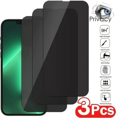 3pcs Full Cover Privacy Screen Protector Tempered Glass For IPhone  - Image 1 of 4