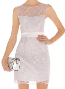 Karen Millen Kleid Flieder Silber Blumen Cutwork/Applikation Hochzeit Abschlussball UK 8 XS - Bild 1 von 4