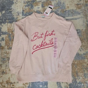 Wildfox But First Cocktails Crewneck Sweatshirt Small NWT - Picture 1 of 4