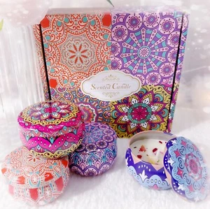 Bohemian 4pcs Scented Candle Boxed Gift Set in Vanilla, Rose, Lavender n Lemon - Picture 1 of 5