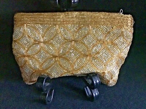 Vintage Handmade 1920"s Style Micro Glass Beads Evening Bag Clutch Chain Hinged - Picture 1 of 14