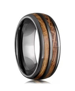 Mens Wedding Ring 8mm Tungsten Carbide Whiskey barrel Wedding band men and women - Picture 1 of 8