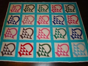 Schöne Vintage antike handgefertigte Blumenkorb Patchwork Quilt 79 Zoll x 66 Zoll - Bild 1 von 13