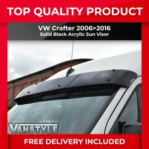 FITS VW CRAFTER 06>16 BLACK ACRYLIC DARK SOLID SUNVISOR SUN VISOR WIND DEFLECTOR - Picture 1 of 11