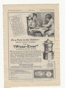 Vintage 1914 Magazine Advertisement for "Wear-Ever" Double Boiler with Recipe - Picture 1 of 1