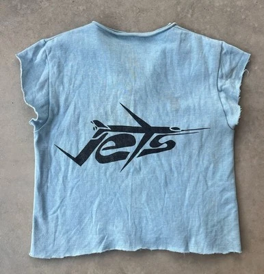 Vintage Jets Sweatshirt Size 21x23 Light Blue 60s Sweat Sweater Chopped Cut NY - Image 1 of 4