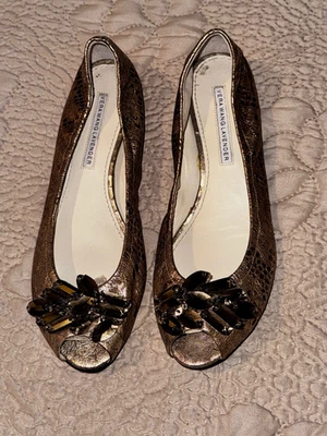 VERA WANG LAVANDA "Luna" Ballet Planos Piel de Serpiente Repujado con Estrás 8M Foto 1 de 4