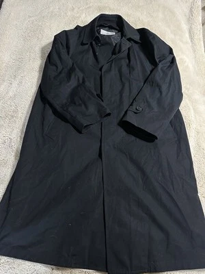 London Fog Trench Coat Womans Size 42 Short Black Button Up 3/4 Sleeve Rain Coat - Image 1 of 4