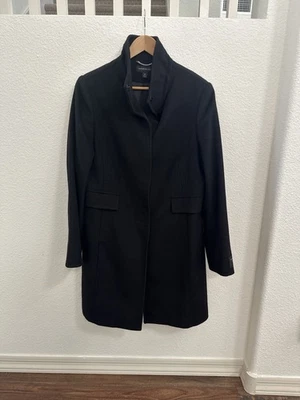 Katherine Kelly 100% Wool Coat Black Stand Collar Women’s Size 12 Pre-loved - Image 1 of 4