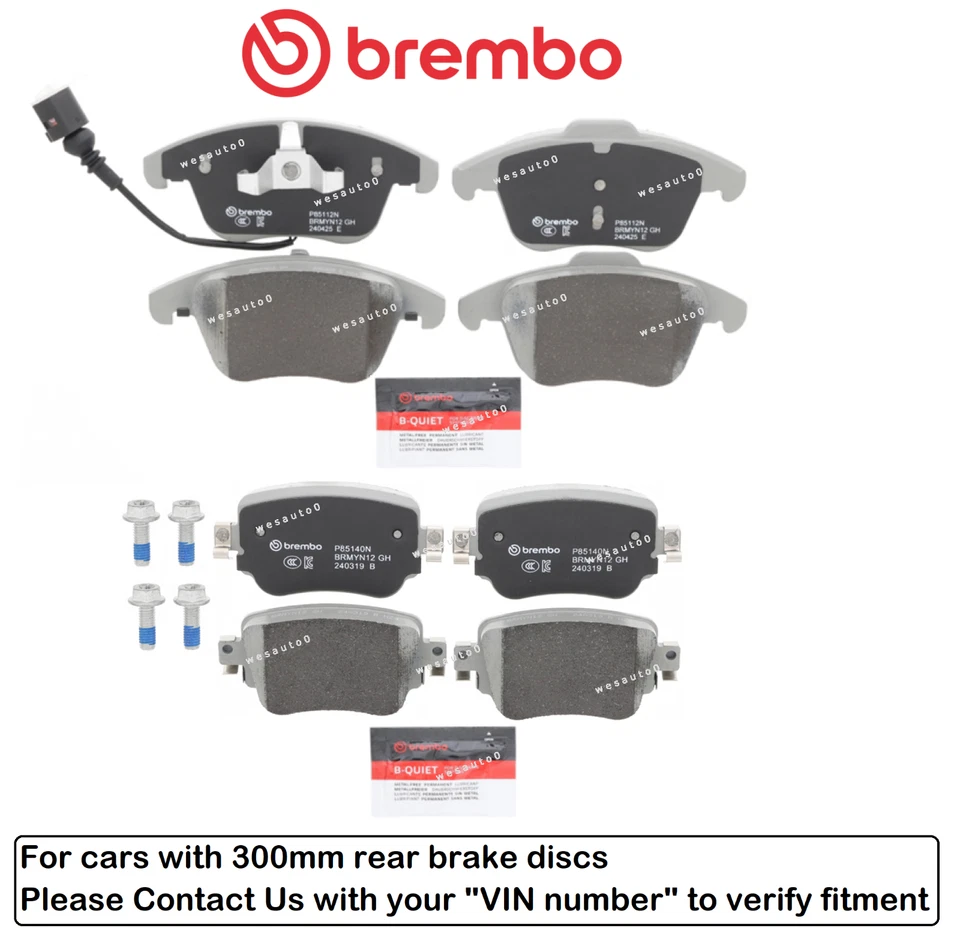 前后制动垫 OES 陶瓷 + 传感器适用于奥迪 Q3 Quattro(300 毫米后盘) — 第 1/1 张图片