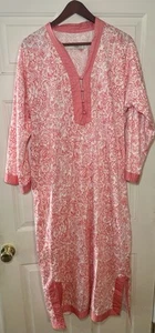 Vintage I.Magnin Kaftan Damen Medium Maxi Rosa Blumen Tunika - Bild 1 von 6