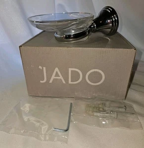 JADO Wall Mounted Soap Dish in Silver and Clear Dish - Picture 1 of 4
