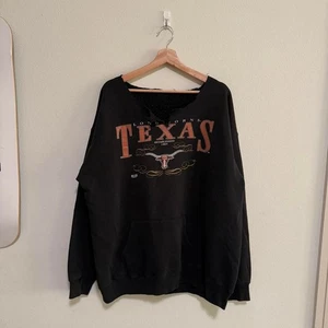 Vintage Distressed Thrashed University Of Texas Pullover Sweatshirt Black 90s - Picture 1 of 4