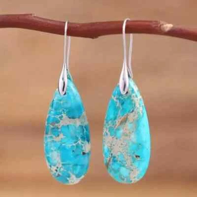 Droplet Imperial Stone Decor Dangle Earring Bohemian Elegant Versatile Gift - Image 1 of 2