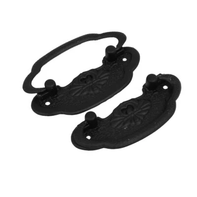 2Stk Schrank Metall Vintage Stil  Ziehgriff Knopf schwarz 76x30x10mm - Bild 1 von 4