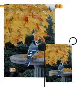 Striscione bandiera cortile casa giardino primavera uccellini bagno uccellini autunno - Foto 1 di 13