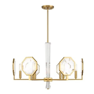 Leighton 6-Light Chandelier in Warm Brass - Picture 1 of 6
