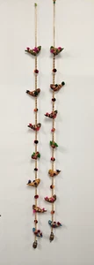 2 Door Hangers w/ Bells Handmade w/ Beads, Strings Decorative 47" Long - Picture 1 of 8