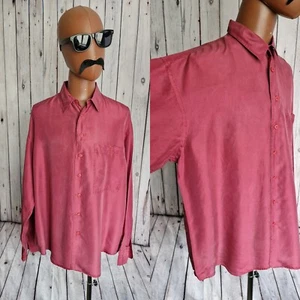Balloon SHIRT Maroon Silk -Large- Vintage Oversize 80s 90s Boho New Wave CT44 - Picture 1 of 16