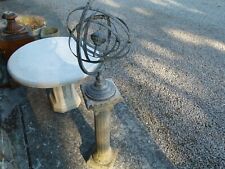 OLD STONE PEDESTAL COLUMN WITH METAL ARMILLARY SPHERE.GREAT LOOKING PIECE.