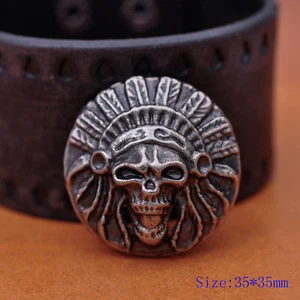 10pcs Retro Silver Tribal DIY Indian Head Stud Leathercraft Biker Conchos 1-1/8" - Picture 1 of 10