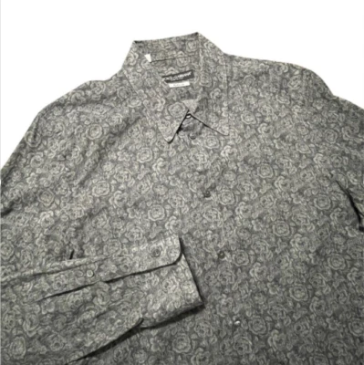 Dolce & Gabbana Золотая Рубашка Мужская Размер 15 3/4 40 Серый Цветочный Розовый Легкий Италия - Изображение 1 из 4