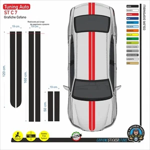 Adesivi Fascia Racing auto Sticker JDM Tuning Universali Auto Tetto Cofano ST C7 - Picture 1 of 1