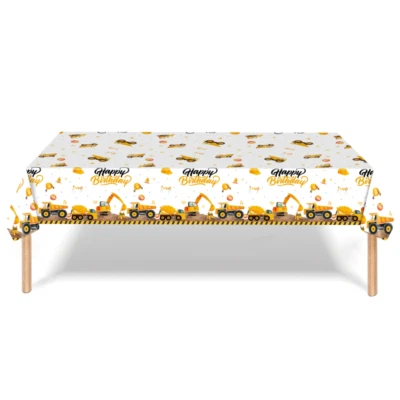 Construction Truck Builder Tablecloth Digger Birthday Party Tablecover Decor - Изображение 1 из 4