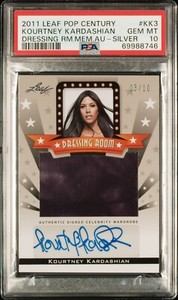 2011 Leaf Pop Century Kourtney Kardashian Dressing Room Mem Auto /10 PSA 10 Pop1