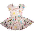 Dot Smile Girls Sz 2T Beige New York City Cap Sleeve Twirl Dress Toddler NY nwt
