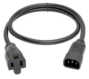 Premium NEMA 5-15R auf IEC320 C14 Steckdose Netzkabel Adapter 18 AWG Bewertung 3 Fuß - Bild 1 von 5