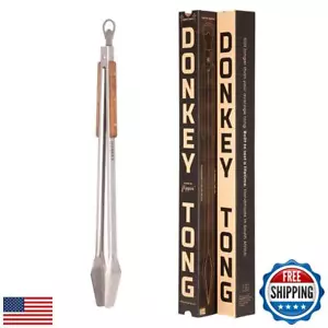 BBQ Tongs 27 inch Long Grill Tongs - Donkey Tong - Stainless Steel, Locking T - Picture 1 of 5
