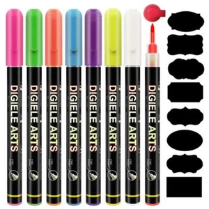 Kreidestifte 0.7-1mm Fein Tipp Kreidemarker 8 Bunt Neon Kreidestift Trocken o... - Bild 1 von 9