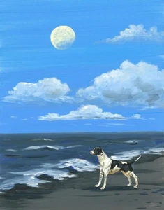 11x14 DRUCK GEMÄLDE HUND STRAND ZEIGER RYTA MEERESLANDSCHAFT MEERESLANDSCHAFT VOLKSKUNST - Bild 1 von 1