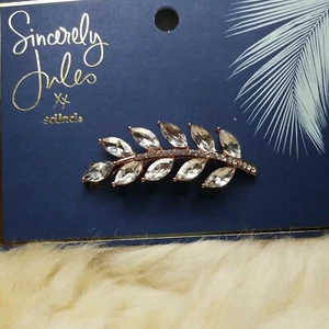NUOVO Sinceramente Jules Scunci Fermaglio per Capelli Foglia Tono Rosa Barrette Strass - Foto 1 di 4