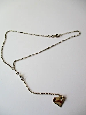 Argento 925 dorato catena catenina con perla e ciondolo cuore g 5 - Immagine 1 di 4