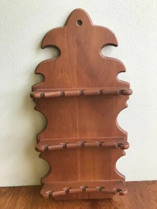   Vintage Wooden 15 Collectible Souvenir Spoon Holder Wall Display Rack Shelf   - Picture 1 of 9
