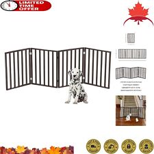 Foldable 4-Panel Freestanding Wooden Pet Gate - Portable - 72 x 24" - Puppies