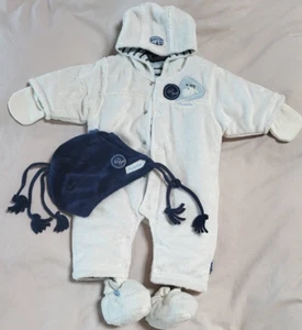 Pampolino Baby Boy/Girl Snowsuit/ Pram Suit White COSY HIPPO + cute matching Hat - Picture 1 of 12