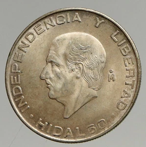 1956 MEXICO Large SILVER 5 Pesos Coin w MEXICAN Independence HERO Hidalgo i94281 - Picture 1 of 3
