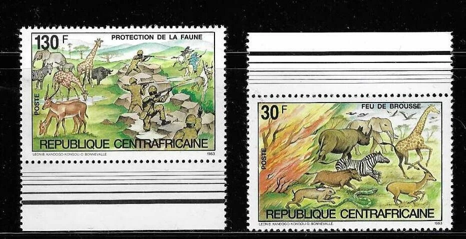 Central African Republic SC # 631-632 Hunters, Forest Fire  . MNH - Image 1 of 1