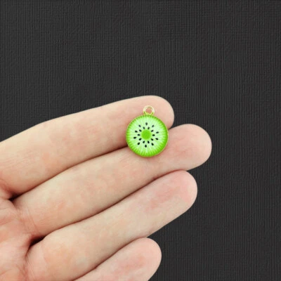 4 dijes de esmalte tono dorado para frutas de kiwi - E977 Foto 1 de 2