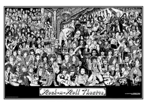 Póster homenaje collage de músicos de rock famosos de teatro rock n roll 36x24 pulgadas - Imagen 1 de 1
