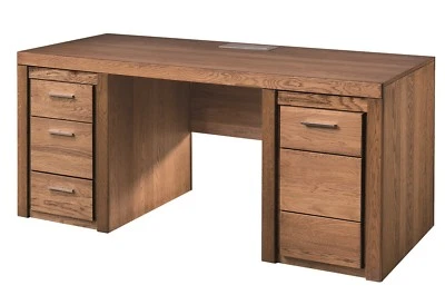 Schreibtisch 177x78x80 cm VELVET 37 Holz Eiche 3 Schubladen 1 Tür Steckdose - Bild 1 von 4